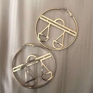 Large Libra Zodiac Hoop Earrings